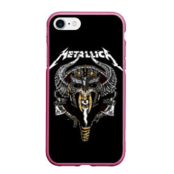 Чехол iPhone 7/8 матовый Metallica: Hard Metal, цвет: 3D-малиновый