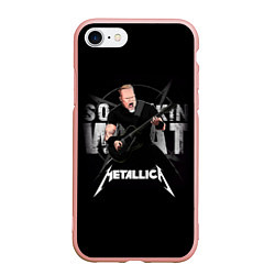 Чехол iPhone 7/8 матовый Metallica black, цвет: 3D-светло-розовый