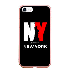 Чехол iPhone 7/8 матовый New York City, цвет: 3D-светло-розовый