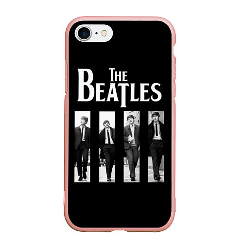 Чехол iPhone 7/8 матовый The Beatles: Black Side / 3D-Светло-розовый – фото 1