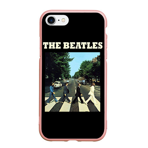 Чехол iPhone 7/8 матовый The Beatles: Abbey Road / 3D-Светло-розовый – фото 1
