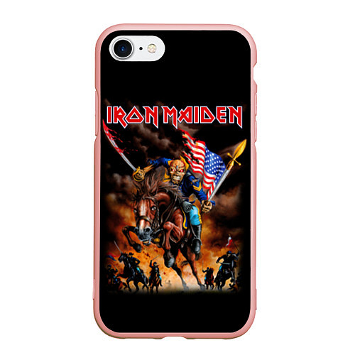 Чехол iPhone 7/8 матовый Iron Maiden: USA Warriors / 3D-Светло-розовый – фото 1