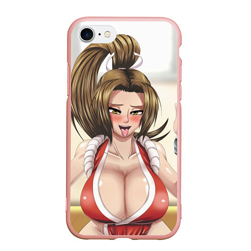 Чехол iPhone 7/8 матовый Май Сирануи boobs - sexy ahegao / 3D-Светло-розовый – фото 1