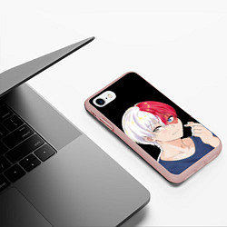 Чехол iPhone 7/8 матовый Романтичный Шото Тодороки, цвет: 3D-светло-розовый — фото 2