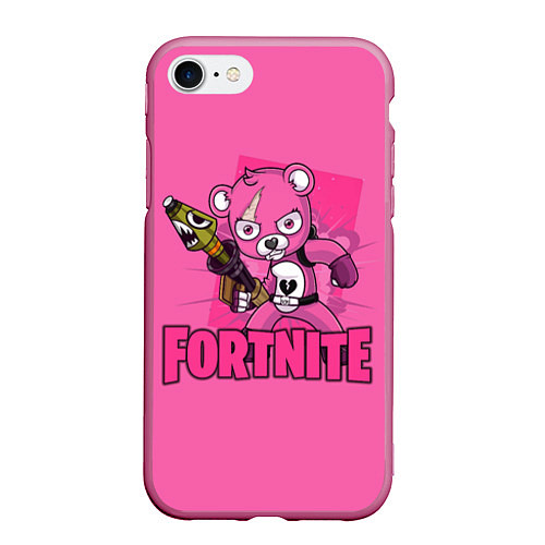 Чехол iPhone 7/8 матовый Fortnite / 3D-Малиновый – фото 1