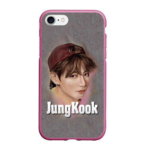 Чехол iPhone 7/8 матовый BTS JungKook / 3D-Малиновый – фото 1