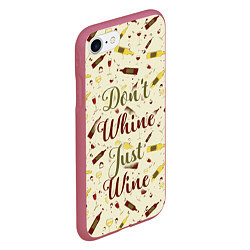 Чехол iPhone 7/8 матовый Don't Whine, Just Wine, цвет: 3D-малиновый — фото 2