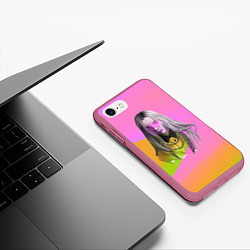 Чехол iPhone 7/8 матовый Billie Eilish: Pink Fashion, цвет: 3D-малиновый — фото 2