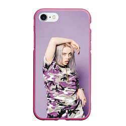Чехол iPhone 7/8 матовый Billie Eilish: Violet Camo, цвет: 3D-малиновый