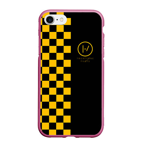 Чехол iPhone 7/8 матовый 21 Pilots: Yellow Grid / 3D-Малиновый – фото 1