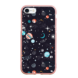 Чехол iPhone 7/8 матовый Загадочный космос, цвет: 3D-светло-розовый