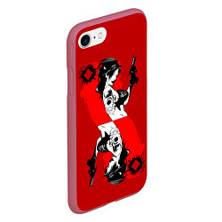 Чехол iPhone 7/8 матовый Дама бубен, цвет: 3D-малиновый — фото 2