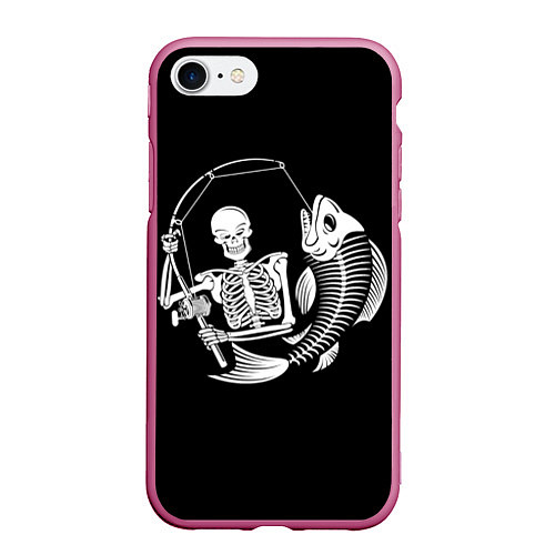 Чехол iPhone 7/8 матовый Fishing Skull / 3D-Малиновый – фото 1