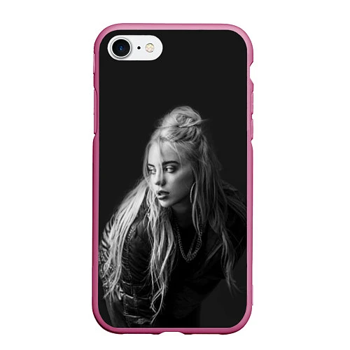 Чехол iPhone 7/8 матовый Billie Eilish: Black Fashion / 3D-Малиновый – фото 1