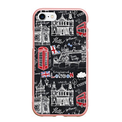 Чехол iPhone 7/8 матовый Привет Лондон, цвет: 3D-светло-розовый