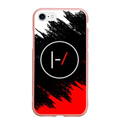 Чехол iPhone 7/8 матовый 21 Pilots: Black & Red, цвет: 3D-светло-розовый