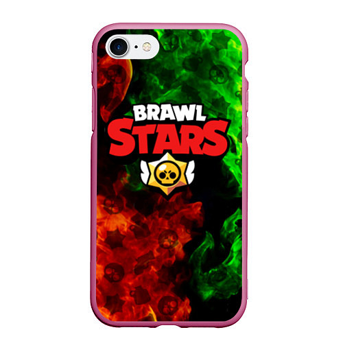 Чехол iPhone 7/8 матовый BRAWL STARS / 3D-Малиновый – фото 1