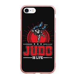 Чехол iPhone 7/8 матовый Judo is life, цвет: 3D-светло-розовый