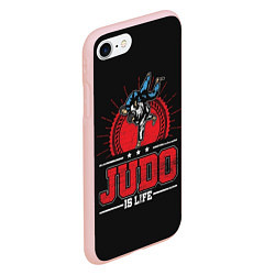 Чехол iPhone 7/8 матовый Judo is life, цвет: 3D-светло-розовый — фото 2