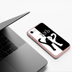 Чехол iPhone 7/8 матовый ЪУЪ СЪУКА: ЧБ, цвет: 3D-светло-розовый — фото 2