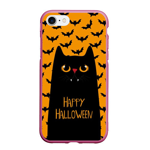 Чехол iPhone 7/8 матовый Happy Halloween / 3D-Малиновый – фото 1