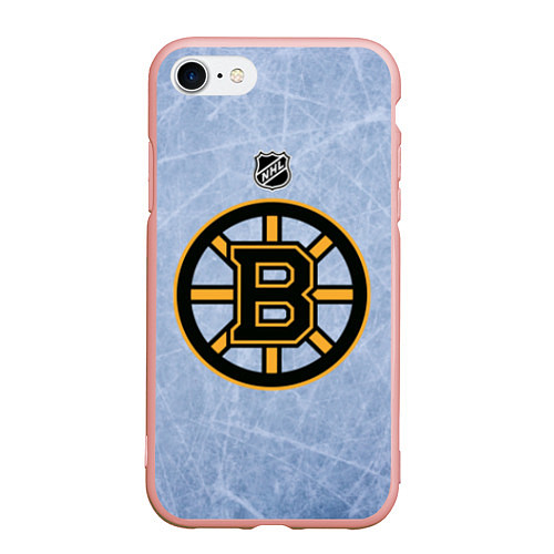 Чехол iPhone 7/8 матовый Boston Bruins: Hot Ice / 3D-Светло-розовый – фото 1