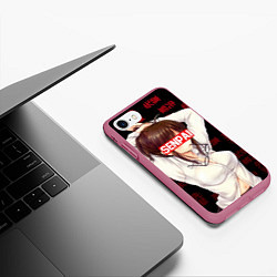 Чехол iPhone 7/8 матовый Anime Senpai, цвет: 3D-малиновый — фото 2
