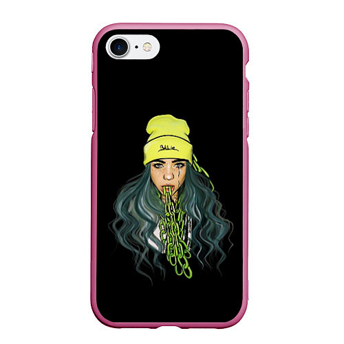 Чехол iPhone 7/8 матовый BILLIE EILISH / 3D-Малиновый – фото 1