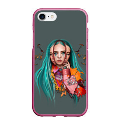 Чехол iPhone 7/8 матовый BILLIE EILISH, цвет: 3D-малиновый