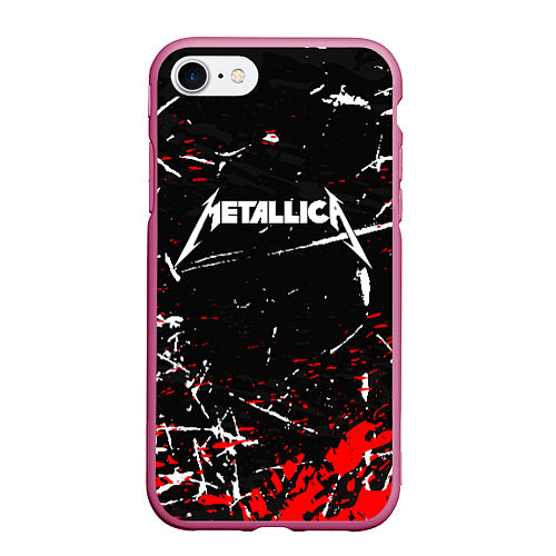 Чехол iPhone 7/8 матовый METALLICA / 3D-Малиновый – фото 1