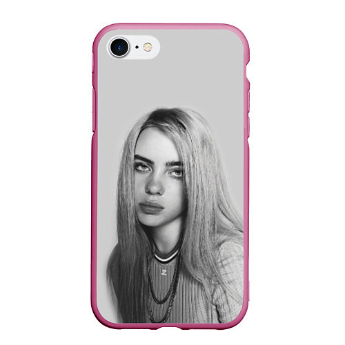 Чехол iPhone 7/8 матовый BILLIE EILISH / 3D-Малиновый – фото 1