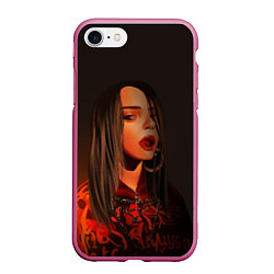 Чехол iPhone 7/8 матовый Billie Eilish: Red Head, цвет: 3D-малиновый