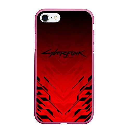 Чехол iPhone 7/8 матовый Cyberpunk 2077: Red Techno / 3D-Малиновый – фото 1