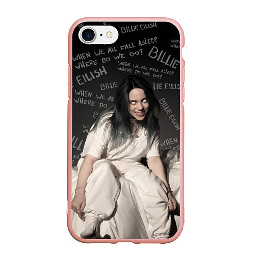 Чехол iPhone 7/8 матовый BILLIE EILISH: Where Do We Go / 3D-Светло-розовый – фото 1