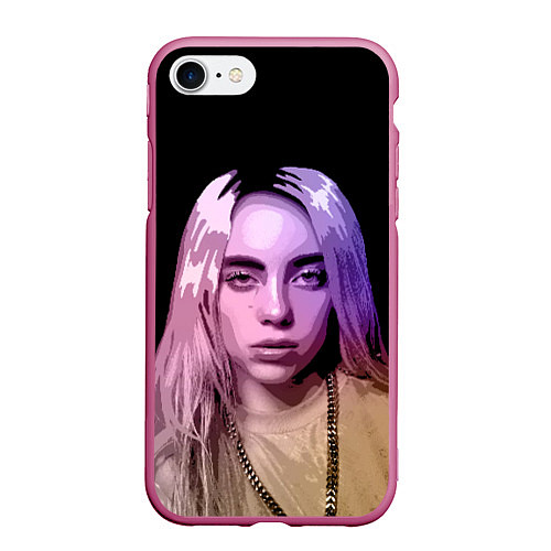 Чехол iPhone 7/8 матовый BILLIE EILISH: Violet Mood / 3D-Малиновый – фото 1