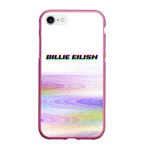 Чехол iPhone 7/8 матовый BILLIE EILISH: White Glitch / 3D-Малиновый – фото 1