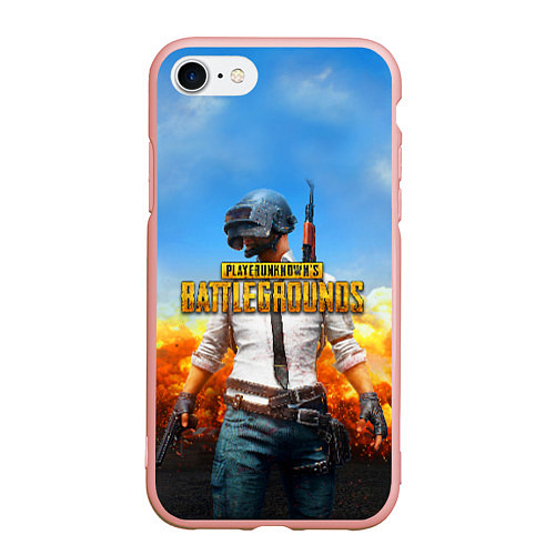 Чехол iPhone 7/8 матовый PUBG / 3D-Светло-розовый – фото 1