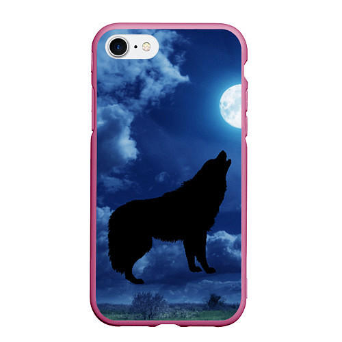 Чехол iPhone 7/8 матовый WOLF / 3D-Малиновый – фото 1