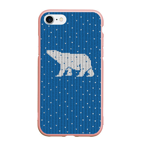 Чехол iPhone 7/8 матовый Свитер с медведем / 3D-Светло-розовый – фото 1