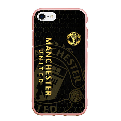 Чехол iPhone 7/8 матовый Манчестер Юнайтед - team coat of arms / 3D-Светло-розовый – фото 1