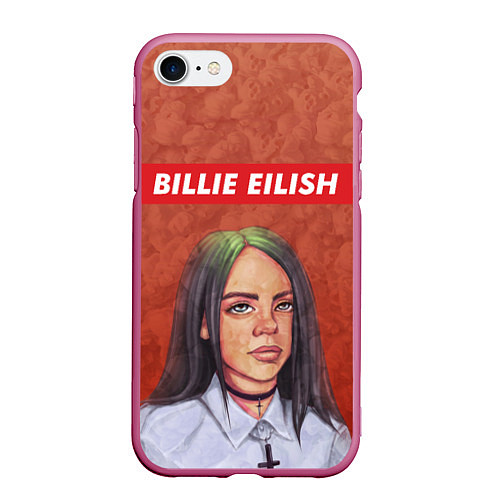 Чехол iPhone 7/8 матовый Billie Eilish / 3D-Малиновый – фото 1
