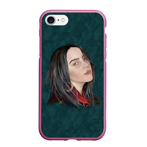 Чехол iPhone 7/8 матовый Billie Eilish / 3D-Малиновый – фото 1