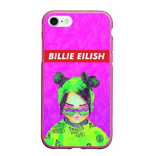 Чехол iPhone 7/8 матовый Billie Eilish / 3D-Малиновый – фото 1