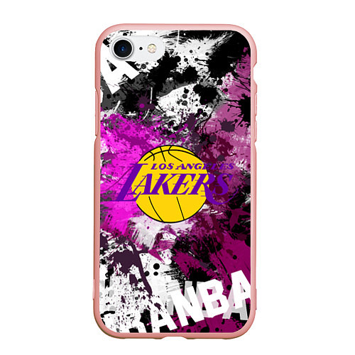 Чехол iPhone 7/8 матовый Лос-Анджелес Лейкерс, Los Angeles Lakers / 3D-Светло-розовый – фото 1