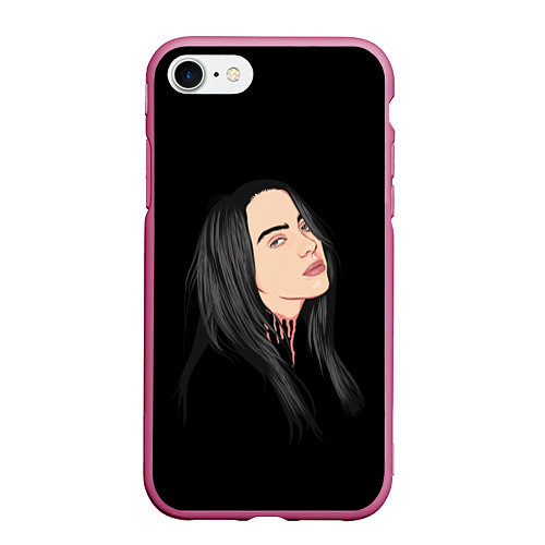 Чехол iPhone 7/8 матовый Billie Eilish: Black Style / 3D-Малиновый – фото 1