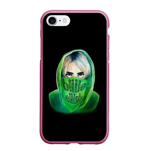 Чехол iPhone 7/8 матовый Billie Eilish: Green Acid / 3D-Малиновый – фото 1