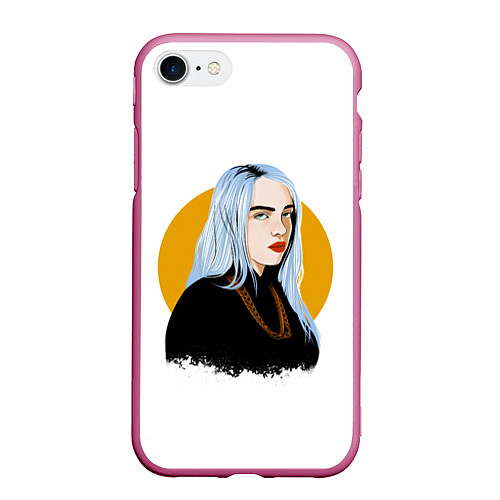 Чехол iPhone 7/8 матовый Billie Eilish / 3D-Малиновый – фото 1