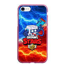 Чехол iPhone 7/8 матовый BRAWL STARS 8-BIT, цвет: 3D-малиновый