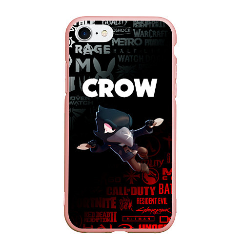 Чехол iPhone 7/8 матовый BRAWL STARS CROW / 3D-Светло-розовый – фото 1