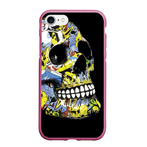 Чехол iPhone 7/8 матовый Graffiti - Skull / 3D-Малиновый – фото 1